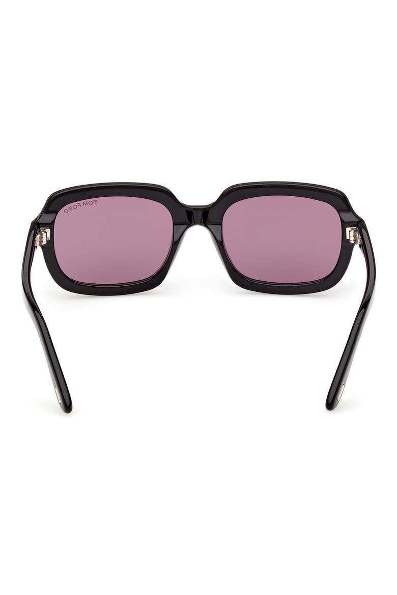 Lana 53mm Rectangular Sunglasses, Alternate, color, BLACK / T/ LOGO / VIOLET LENS