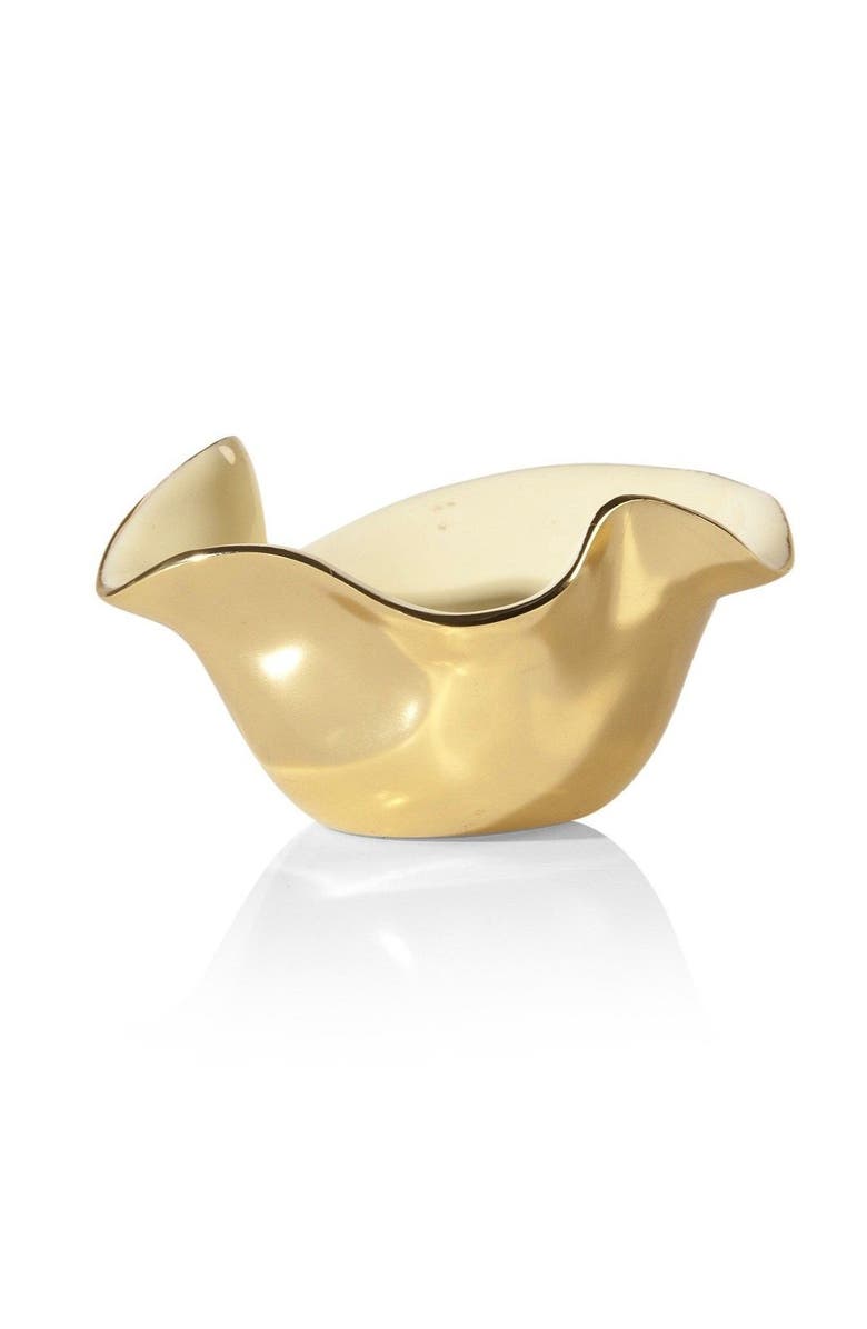 Lunares Ruffled Small Bowl, Main, color, Oyster/Gold