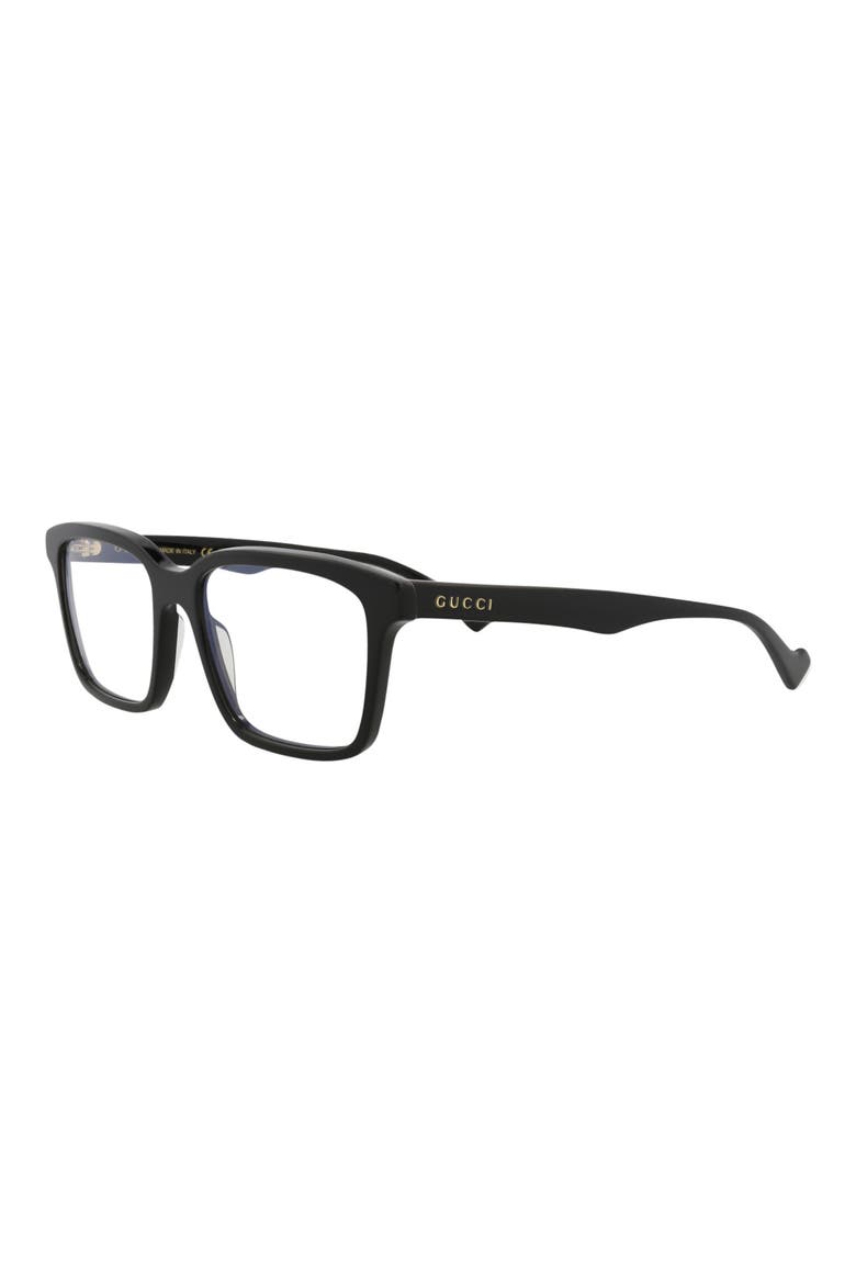 55mm Rectangular Optical Glasses, Alternate, color, BLACK BLACK TRANSPARENT