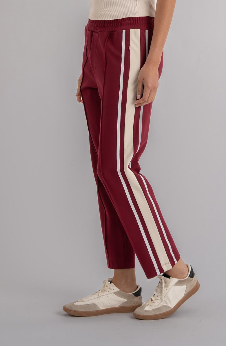 KUT from the Kloth Copa Side Stripe Ankle Track Pants, Alternate, color, Oxblood