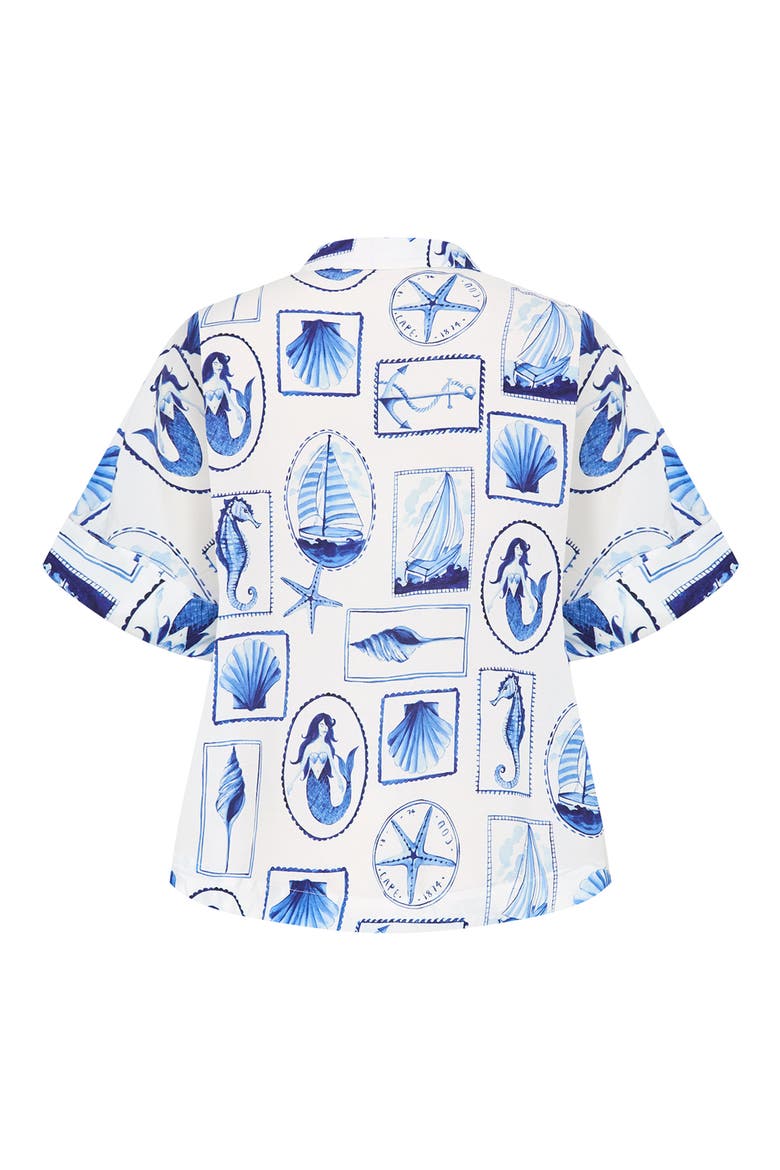 Liana Postcard Print Button-Up Shirt, Alternate, color, AMALFI POSTCARD