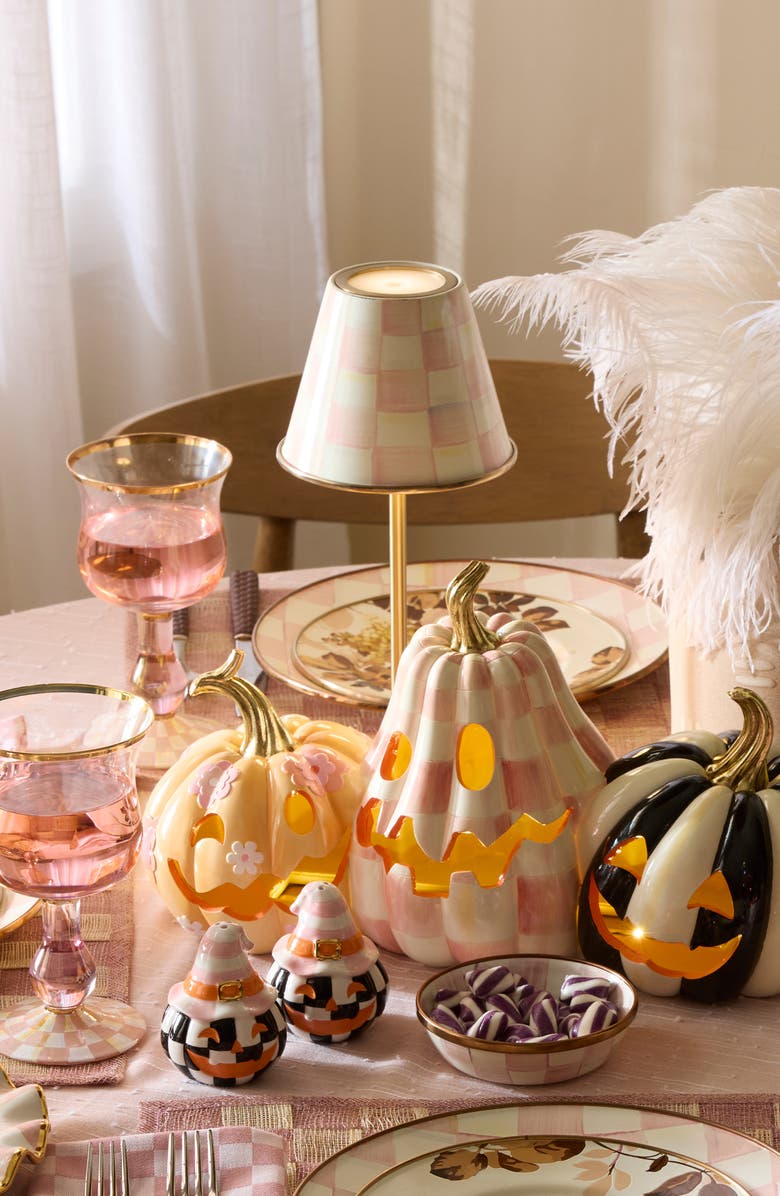 MACKENZIE CHILDS Rosy Check LED Rechargeable Cafe Table Lamp, Alternate, color, Rosy