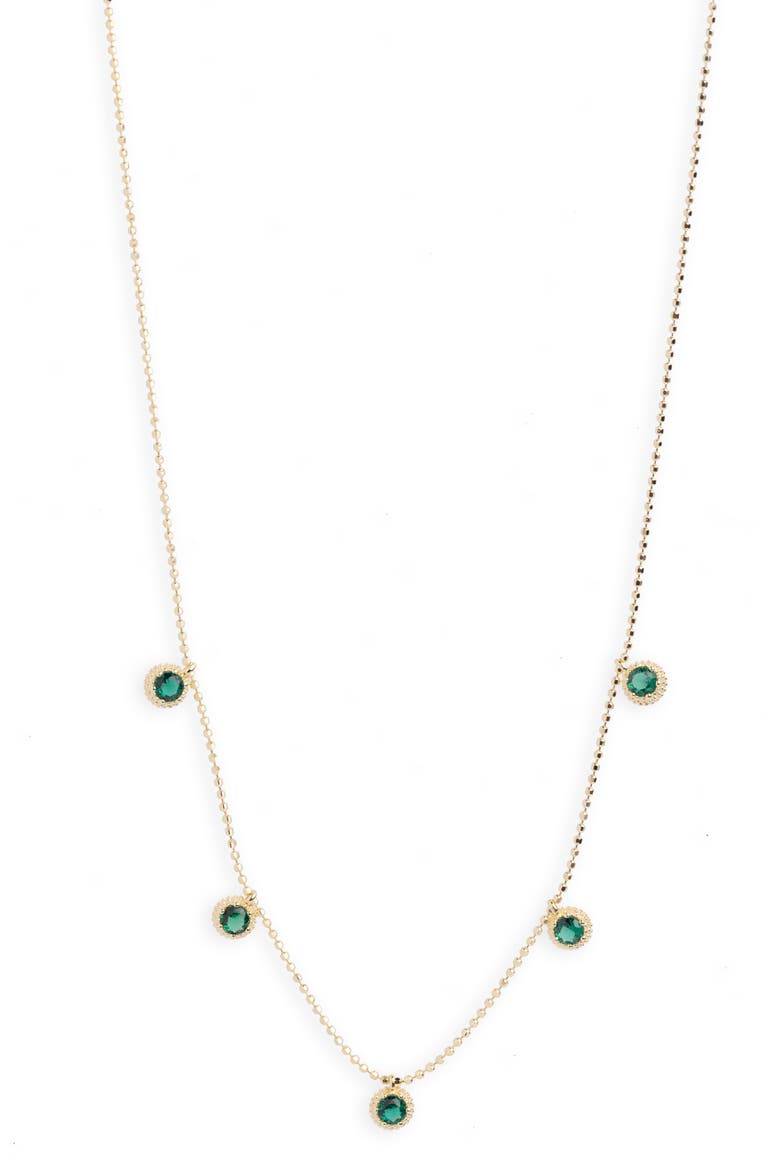 Cubic Zirconia Station Necklace, Main, color, GOLD/ GREEN