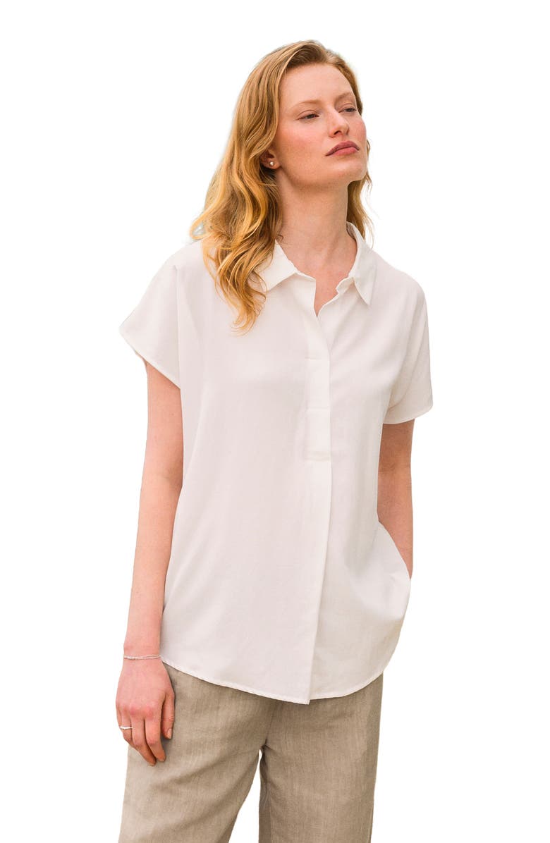 Celtic & Co. Short Sleeve Relaxed Fit Blouse, Alternate, color, Chalk