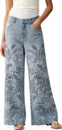 Bayeas Embroidered High Waist Wide Leg Jeans