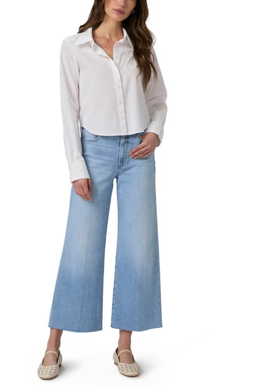 Shop Paige Anessa High Waist Frayed Hem Crop Wide Leg Jeans In Luminaries