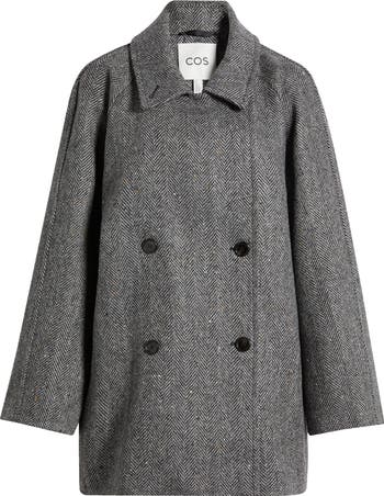 COS Oversize Herringbone Double Breasted Stretch Wool Coat COS Oversize Herringbone Double Breasted Stretch Wool Coat