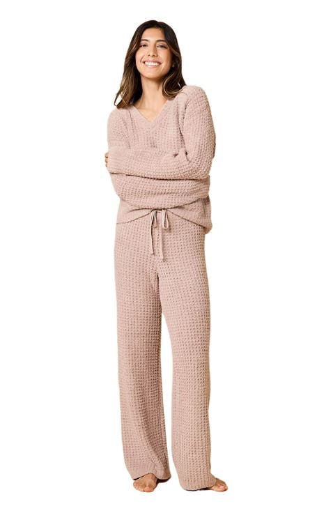 Waffle Marshmallow V-Neck Lounge Set