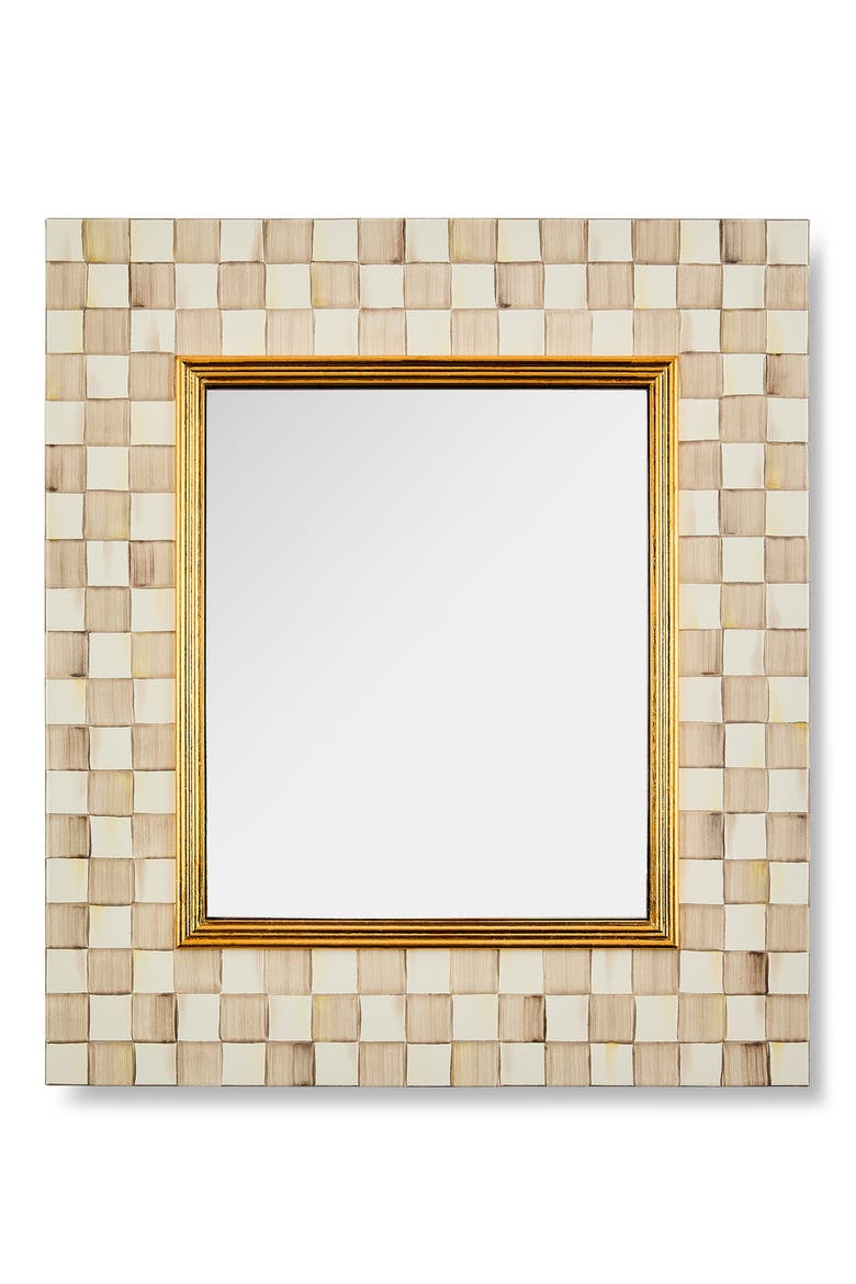 Mocha Check Enamel Wall Mirror, Main, color, MOCHA