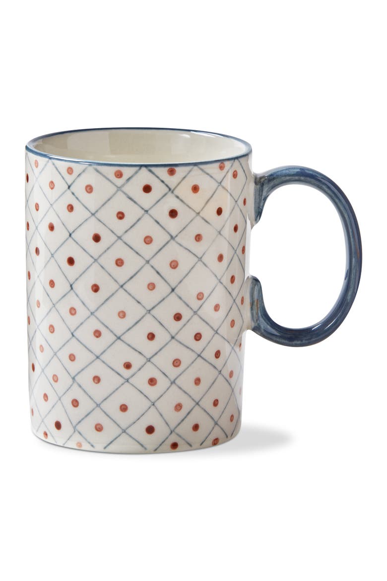 Stamped Grid Mug Multi Stoneware Everyday, Main, color, White