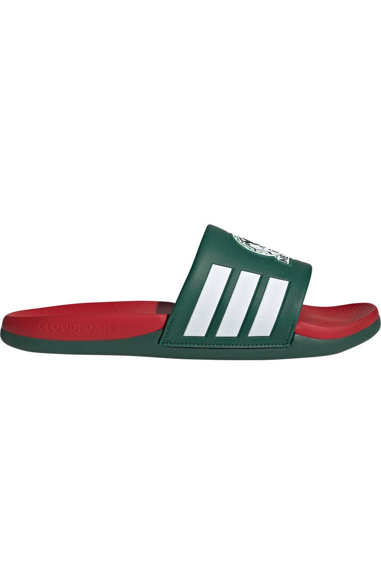 adidas Gender Inclusive Adilette Comfort 2.0 Mexico Slide Sandal, Alternate, color, Dark Green/ Scarlet/ White