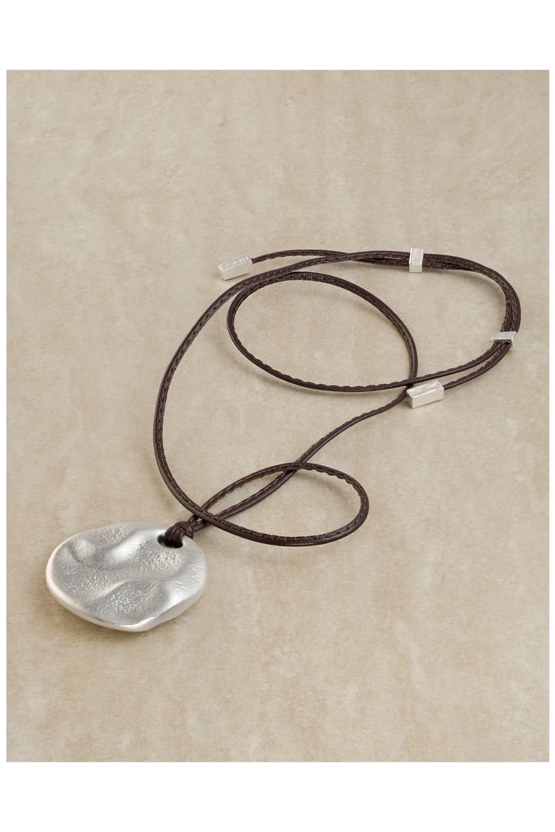 Orla Leather Cord Pendant Necklace, Alternate, color, SILVER TONE / BROWN