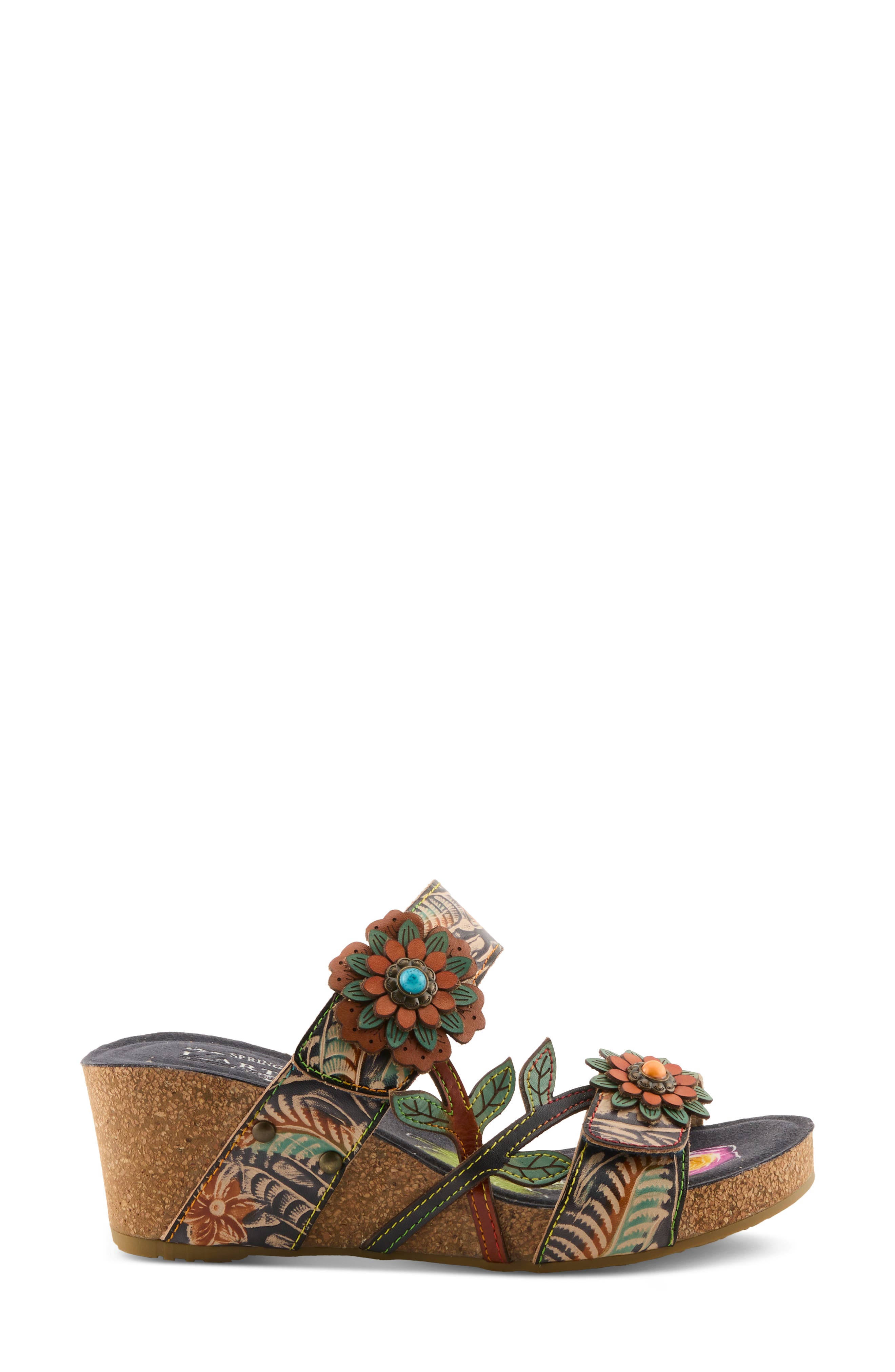 L'Artiste by Spring Step Moai Platform Wedge Sandal, Alternate, color, Navy Multi