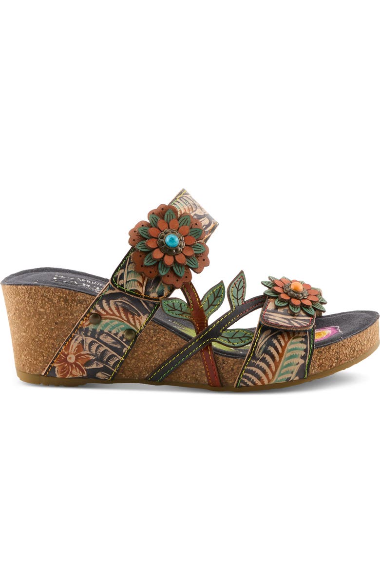 L'Artiste by Spring Step Moai Platform Wedge Sandal, Alternate, color, Navy Multi