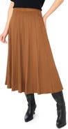 Halogen® Panelled Pintuck Faux Suede Midi Skirt