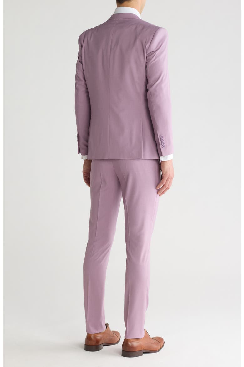 Skinny Fit Solid Stretch Three Piece Suit, Alternate, color, LILAC