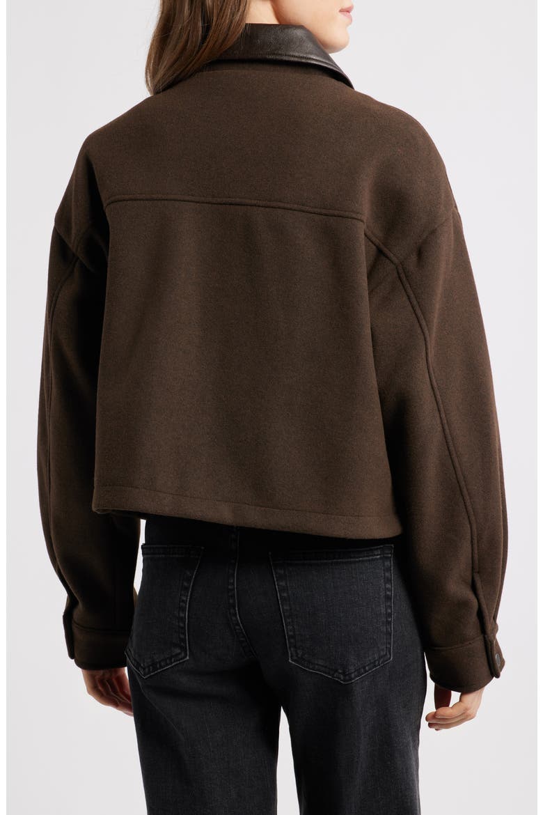 Faux Leather Collar Crop Bomber Jacket, Alternate, color, ESPRESSO
