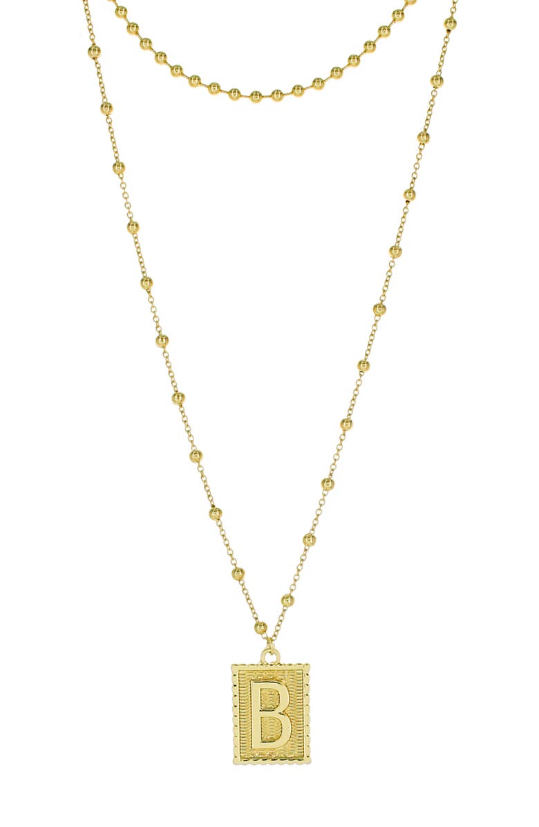 Panacea Initial B Dot Layered Pendant Necklace, Main, color, Gold - B