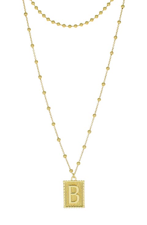 Initial B Dot Layered Pendant Necklace