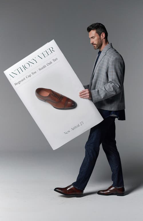 Anthony Veer Regent Cap-toe Oxford In Rustic Ember Cognac
