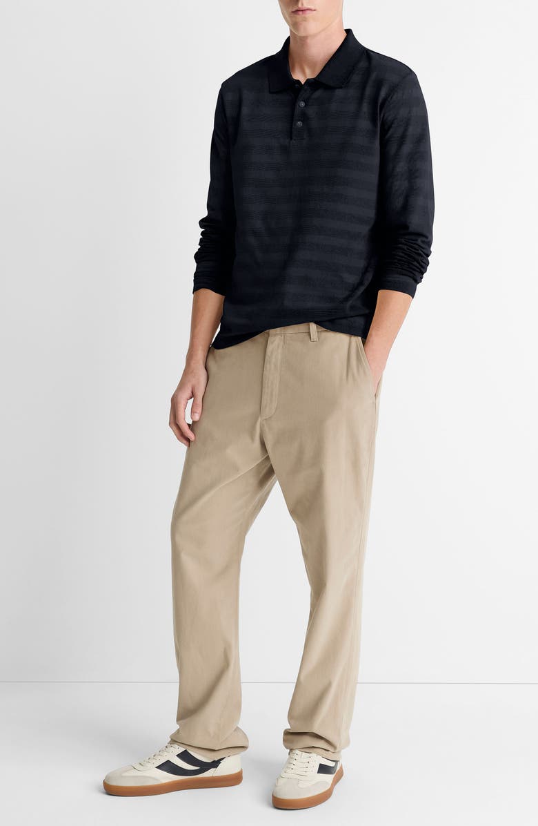 Vince Jacquard Stripe Long Sleeve Polo, Alternate, color, Coastal