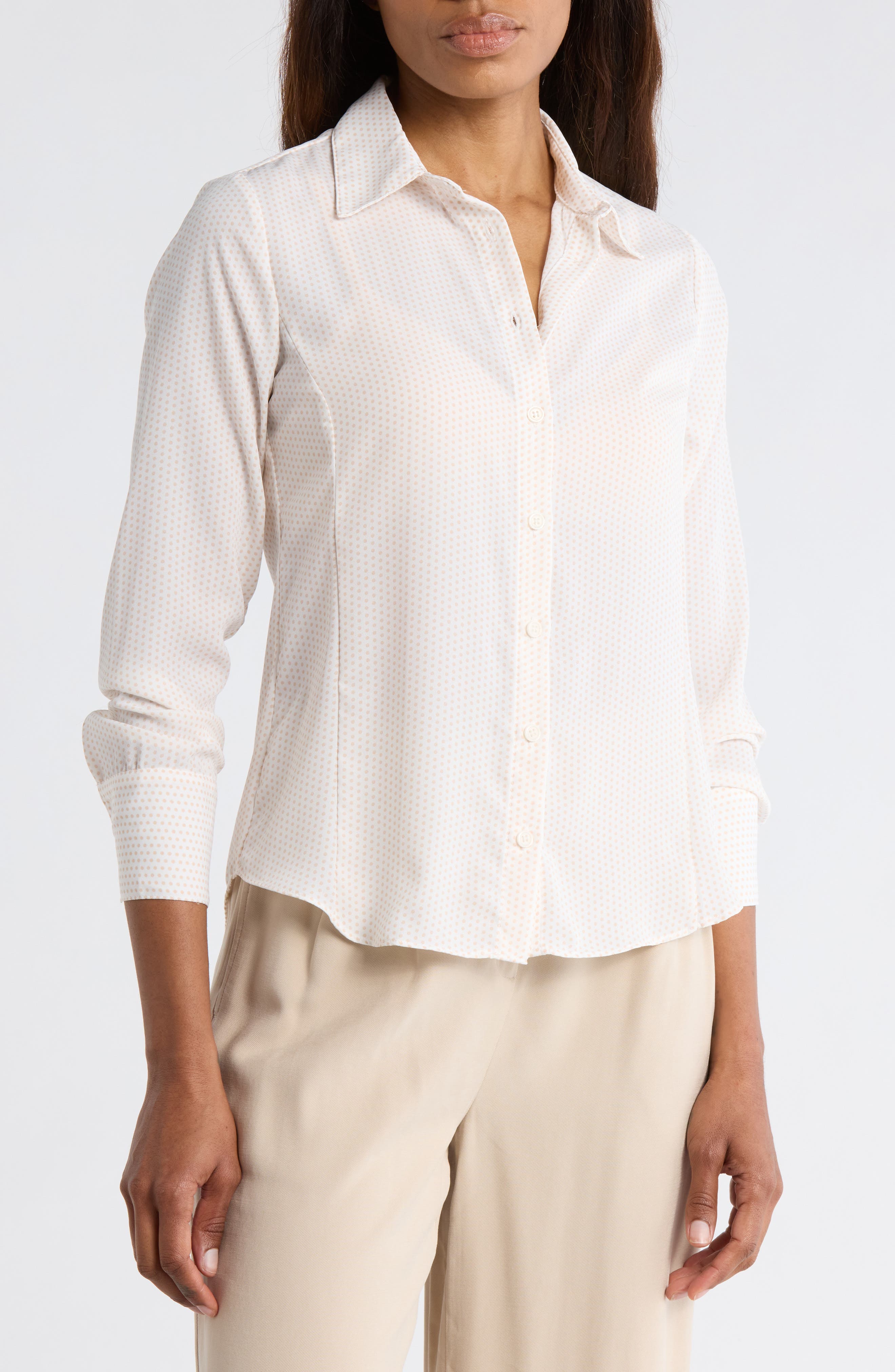 Slim Fit Dot Print Button-Up Shirt - image 3