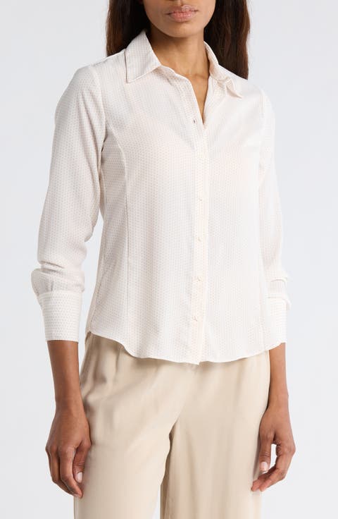 Slim Fit Dot Print Button-Up Shirt