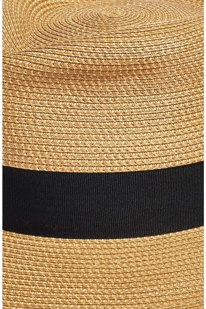 Classic Squishee® Straw Packable Fedora Sun Hat, Alternate, color, NATURAL/ BLACK