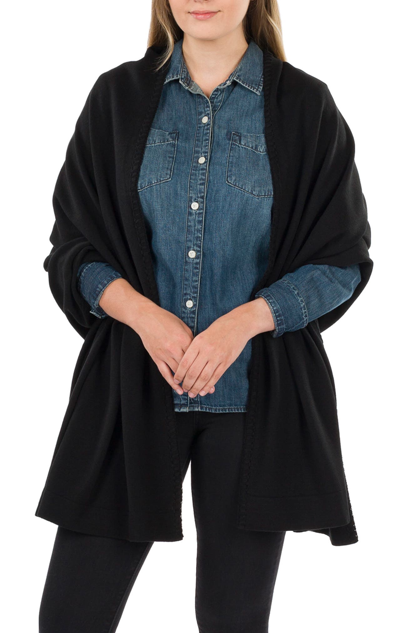 Patricia Nash Contrast Stitch Knit Ruana