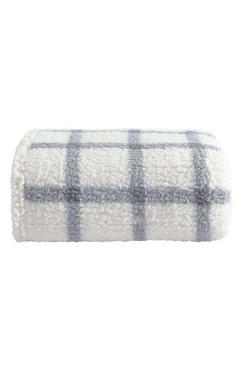 Bunkhouse Plaid Faux Shearling Throw Blanket