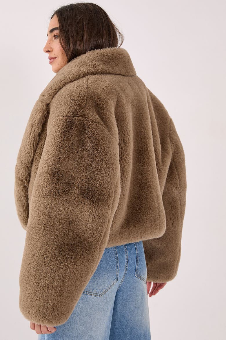 Cropped Collar Faux Fur Jacket, Alternate, color, Mink