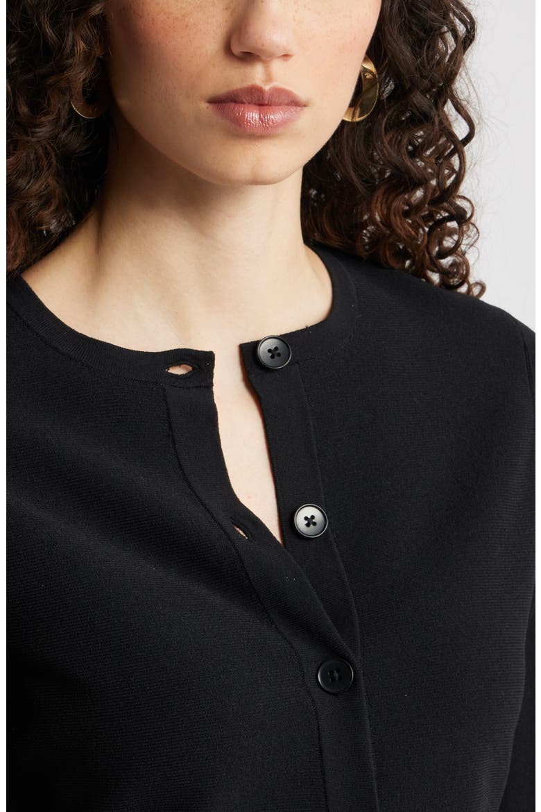 Flared Crewneck Cardigan, Alternate, color, BLACK