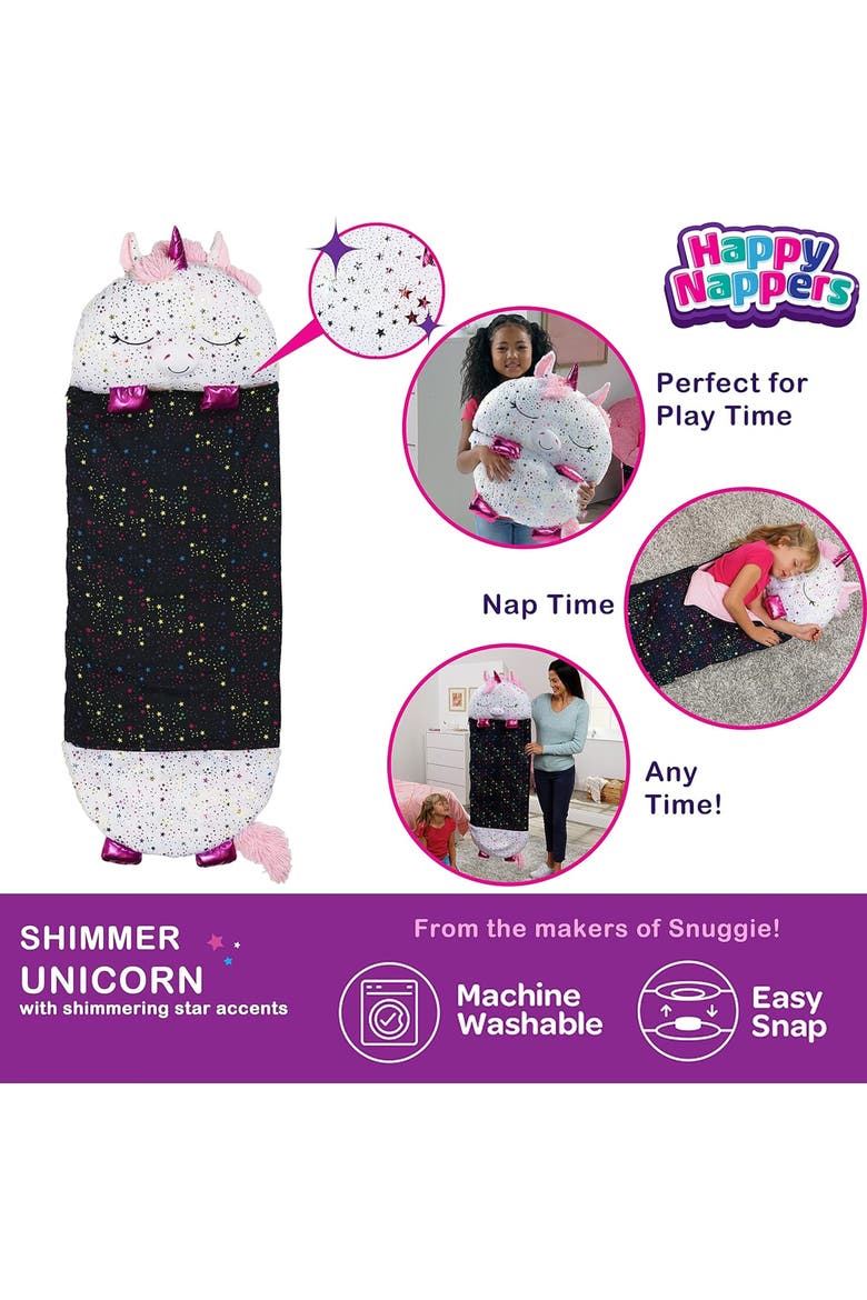 Pillow & Sleepy Sack Large Shimmer Unicorn 7+, Alternate, color, Multicolored