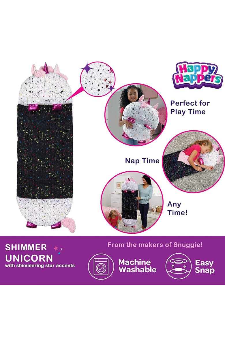 Happy Nappers Pillow & Sleepy Sack Large Shimmer Unicorn 7+, Alternate, color, 