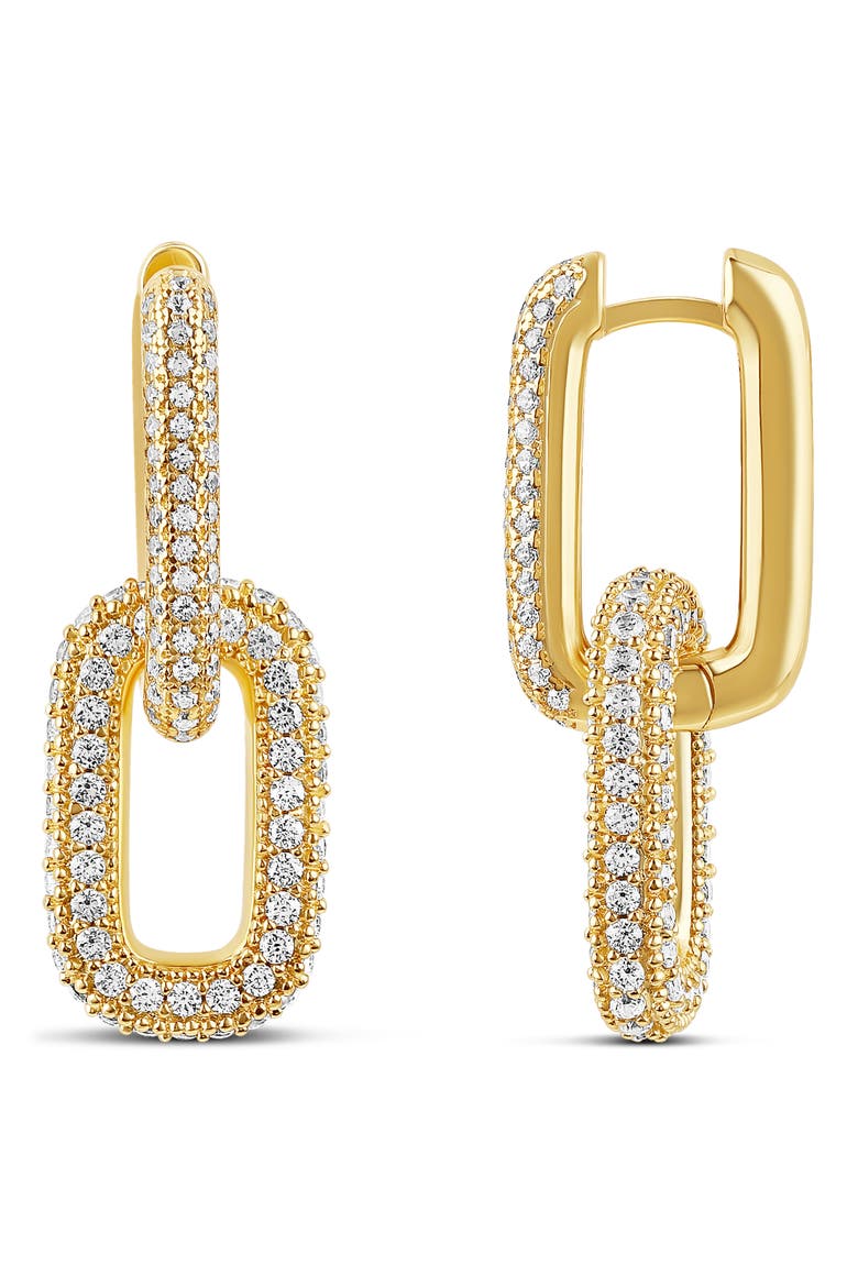Removable Link Pavé Drop Earrings, Main, color, GOLD