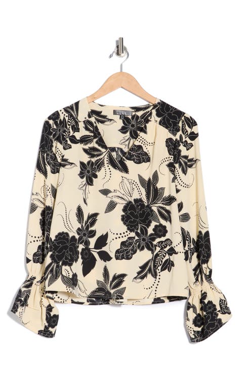 Floral V-Neck Long Sleeve Top