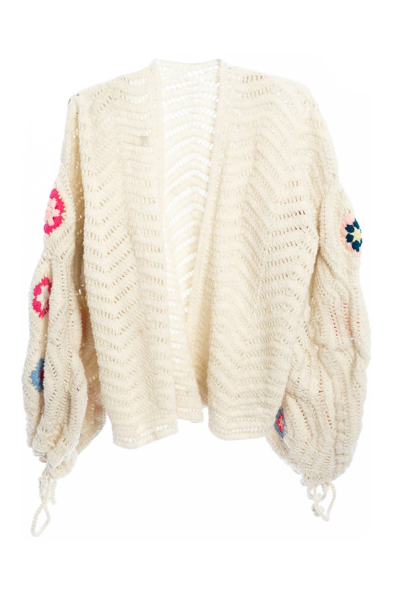 Floral Crochet Crop Cardigan, Alternate, color, WHITE