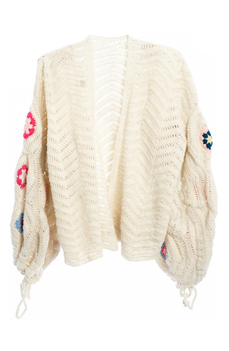 SAACHI Floral Crochet Crop Cardigan, Alternate, color, White