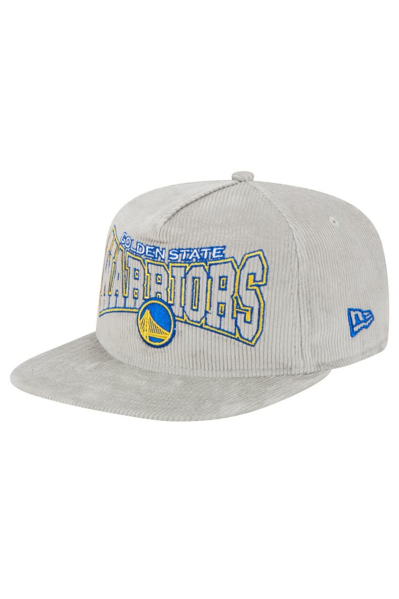 Men's New Era Gray Golden State Warriors Throwback Corduroy Golfer Snapback Hat, Main, color, Gray