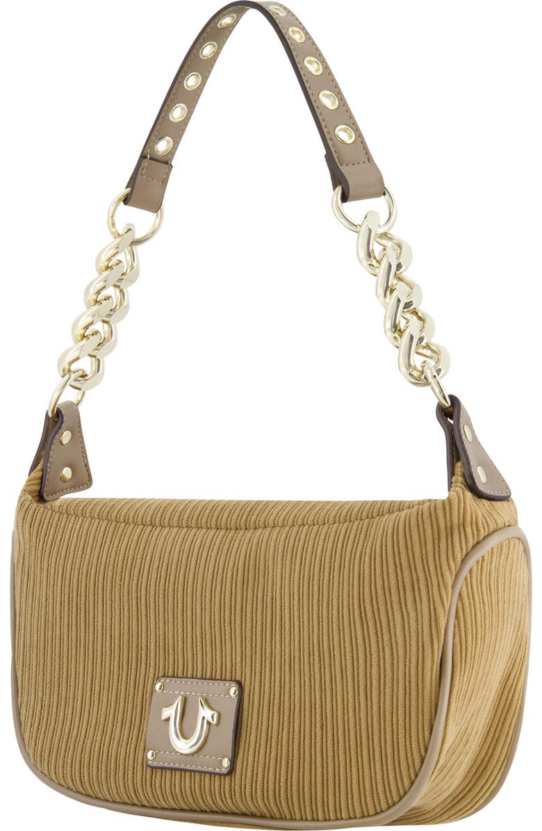 True Religion Brand Jeans Corduroy Chain Shoulder Bag, Alternate, color, Camel