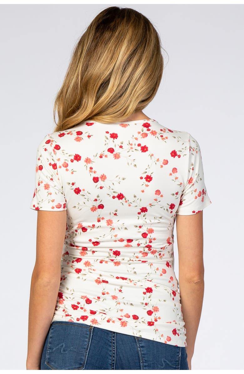 PinkBlush Floral Wrap Fitted Nursing Top, Alternate, color, Ivory