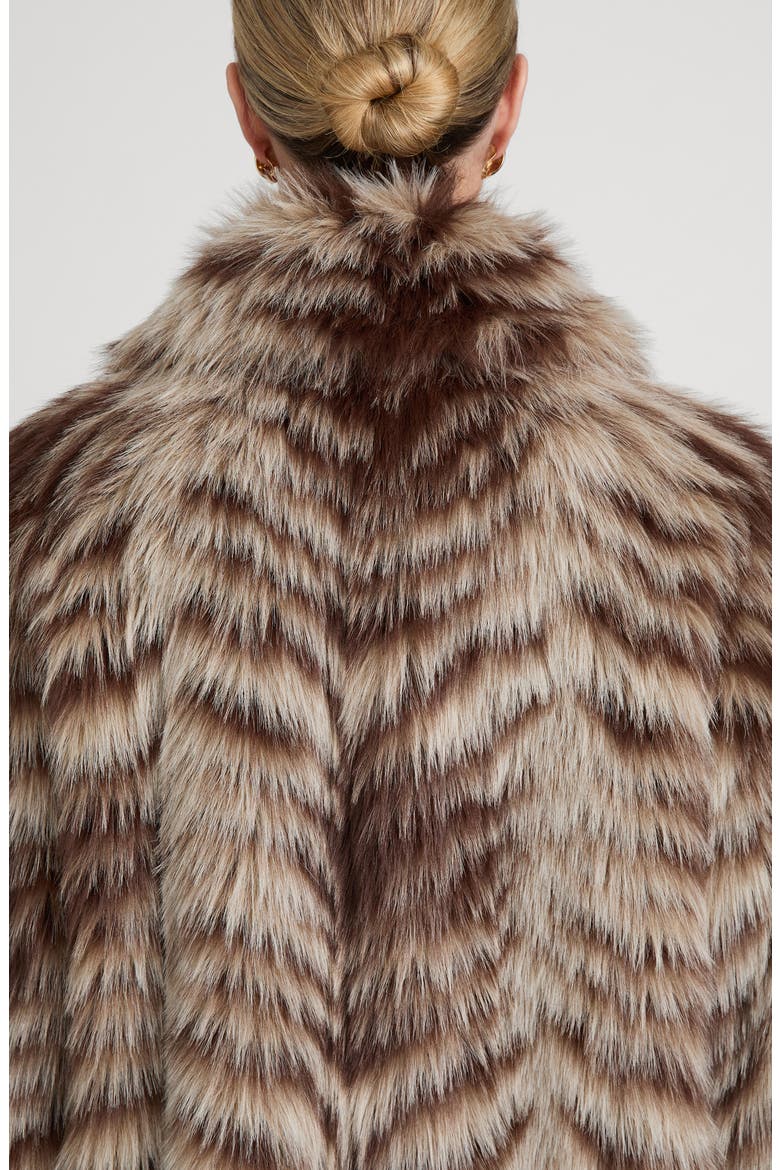 The Alpine Chevron Faux Fur Coat, Alternate, color, TAUPE MULTI