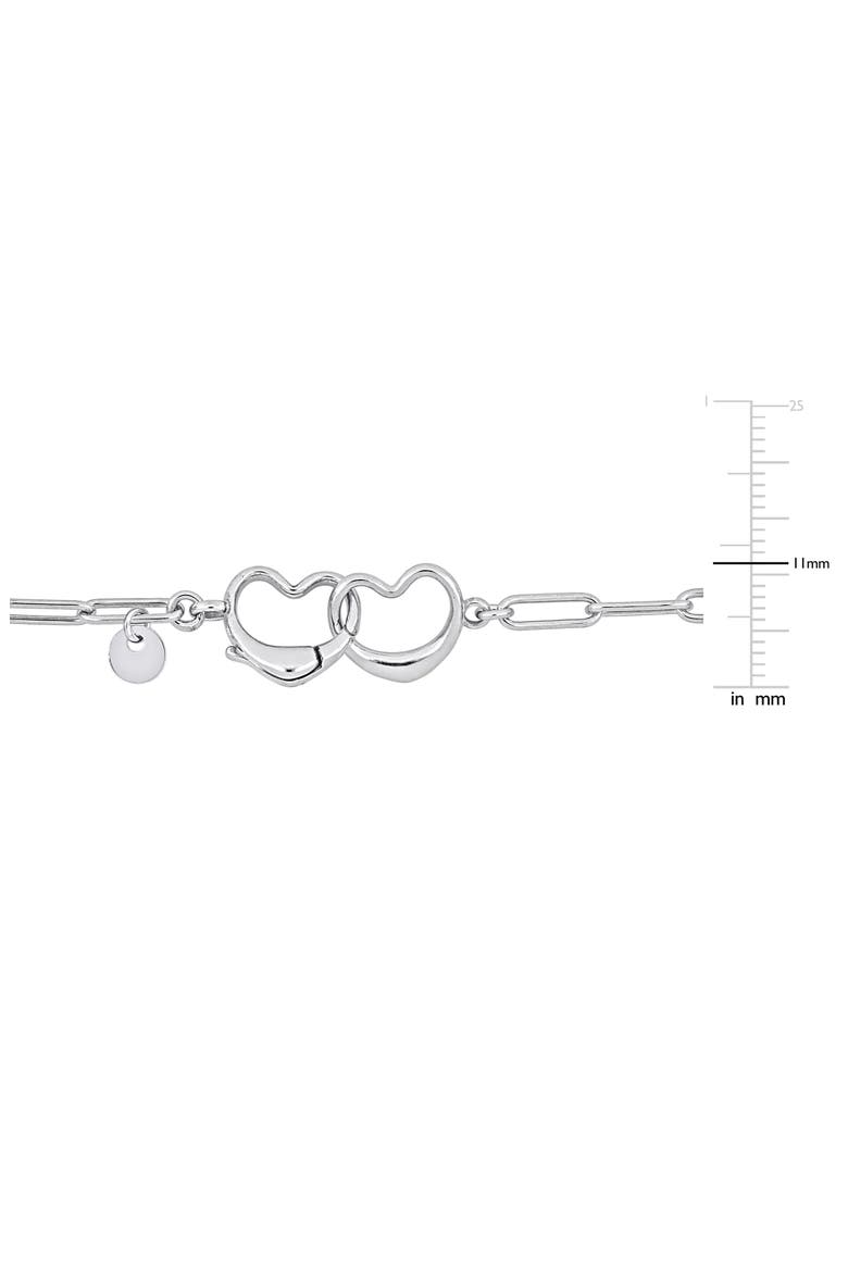 Double Heart Paperclip Link Bracelet, Alternate, color, SILVER