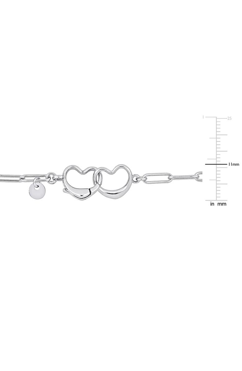 DELMAR Double Heart Paperclip Link Bracelet, Alternate, color, Silver