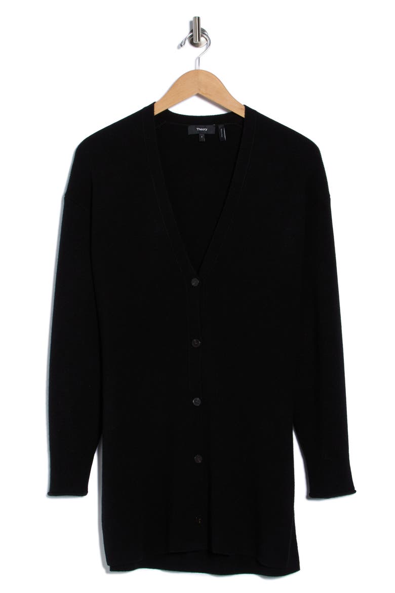 Wool & Cashmere Long Cardigan, Alternate, color, BLACK