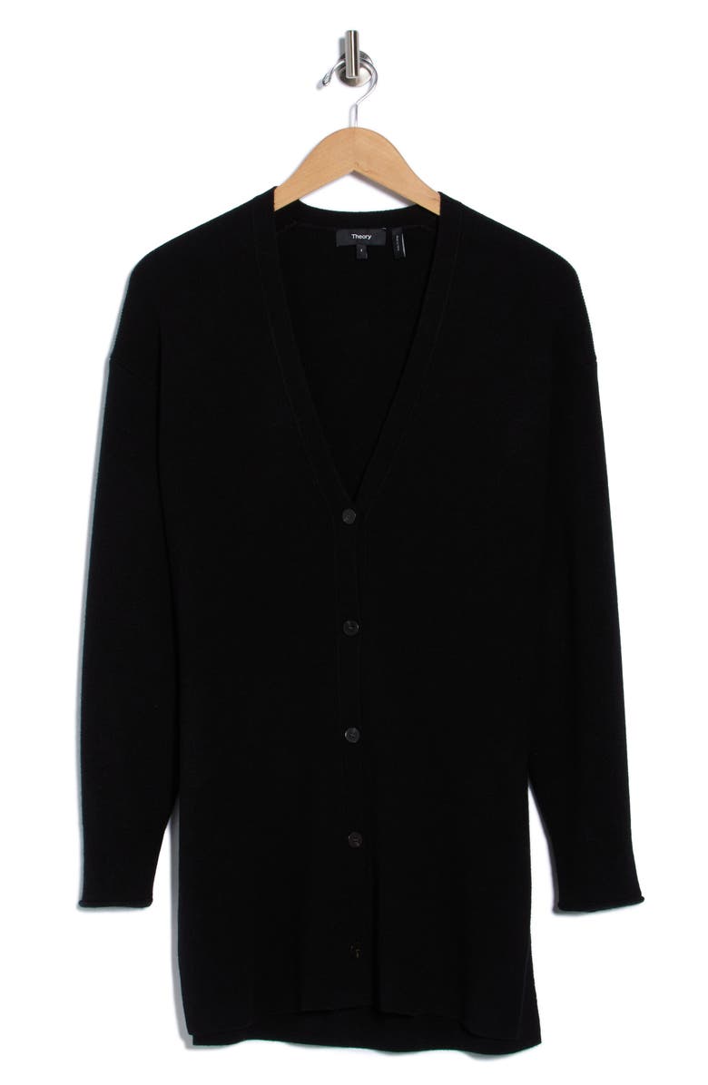Theory Wool & Cashmere Long Cardigan, Alternate, color, Black