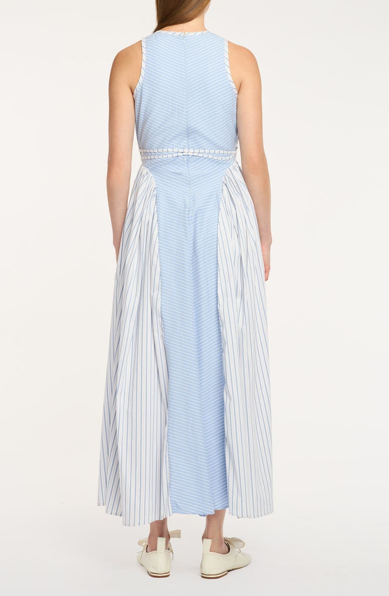Cinq à Sept Emin Mixed Stripe Sleeveless Cotton Blend Maxi Dress, Alternate, color, Cornflower/ White