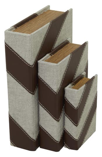 Sonoma Sage Home Set Of 3 Faux Book Boxes In Dark Brown