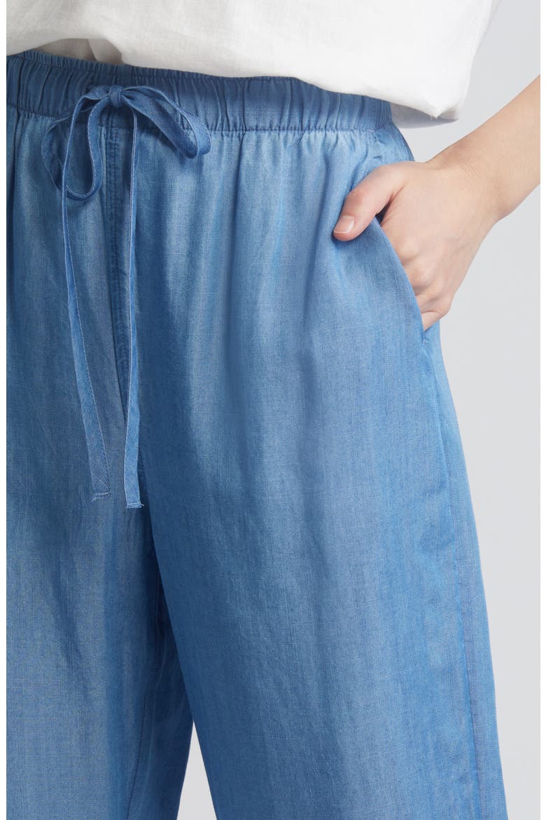 Elastic Waist Crop Taper Chambray Pants, Alternate, color, MEDIUM LIGHT WASH