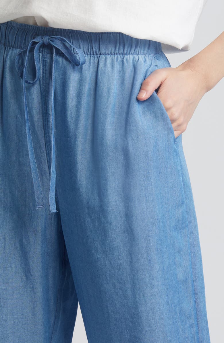 Caslon<sup>®</sup> Elastic Waist Crop Taper Chambray Pants, Alternate, color, 